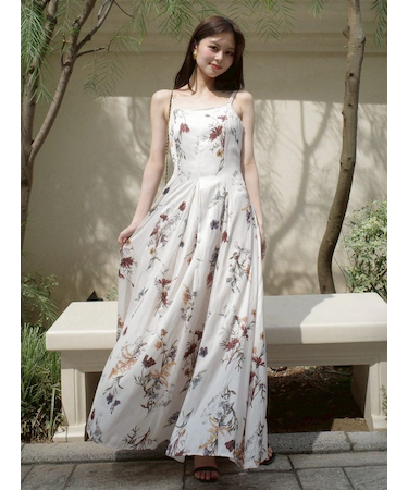 【00サイズ】ボタニカルプリントキャミソールワンピース/ウォッシャブル