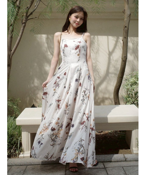 【00サイズ】ボタニカルプリントキャミソールワンピース/ウォッシャブル