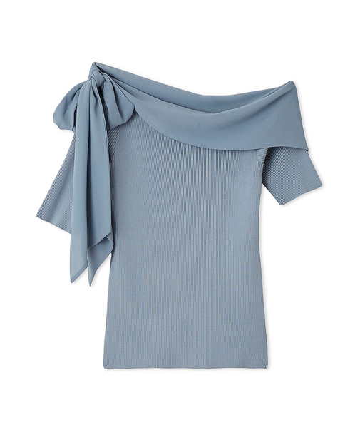 シフォンリボンオフショルニット