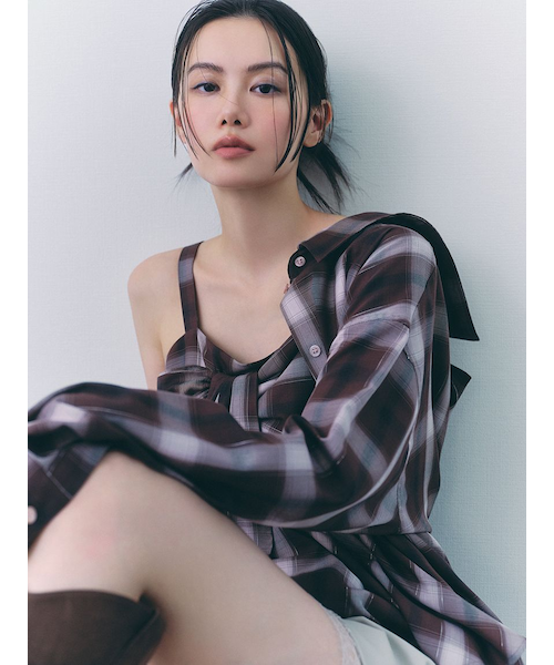 オンブレラメチェックアシメシャツ｜フレイアイディーの通販｜&mall