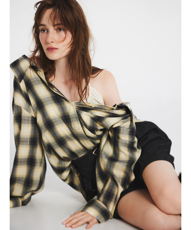 オンブレラメチェックアシメシャツ