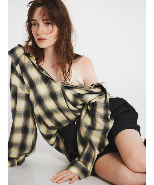 オンブレラメチェックアシメシャツ