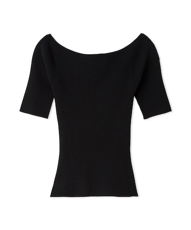 バッククロスカットアウトリブニット