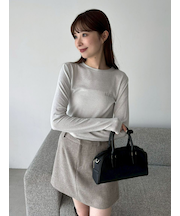 ラメフライス刺繍ロングTシャツ