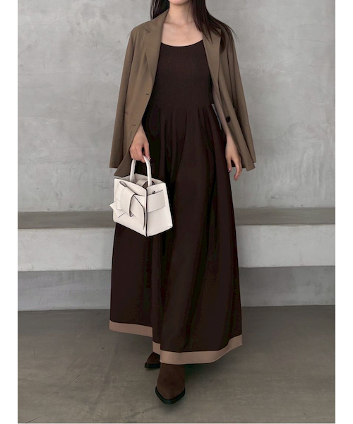 ホールガーメントワンピース セール】Vネック ホールガーメント ニット ワンピース HUIT