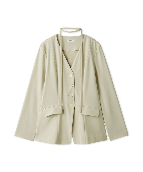 6(ロク)　コットンジャガードVネック シャツジャケット　¥17600 BEAUTY&YOUTH UNITED ARROWS｜<6(ROKU)>コットン ジップ シャツ