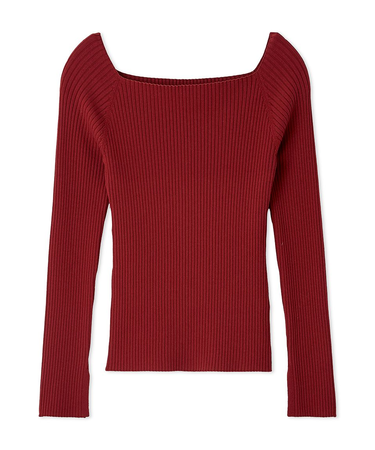 オフショルデコルテリブニット／ウォッシャブル