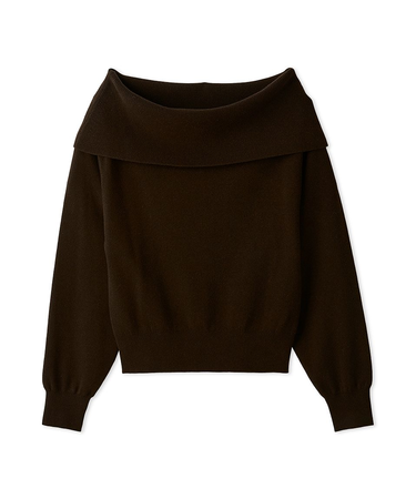 ワイドカラーオフショルダープルオーバー