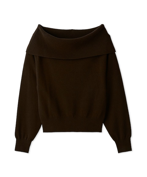 ワイドカラーオフショルダープルオーバー