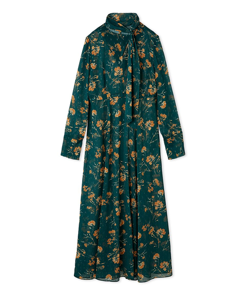 美品✨バーバリーロンドン　ボタニカルプリント　シアーワンピース ボウタイ ボウタイシアーロングワンピース – BUNNY APARTMENT