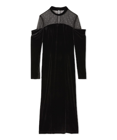 デコルテチュールベロアオフショルドレス