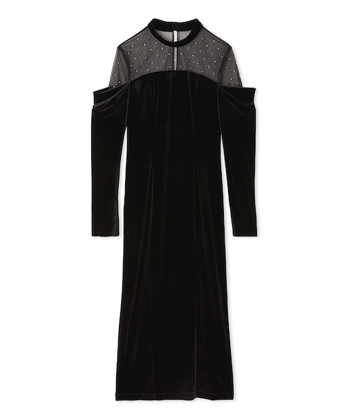 デコルテチュールベロアオフショルドレス