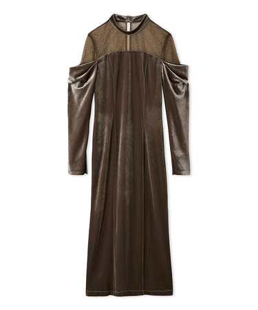 デコルテチュールベロアオフショルドレス