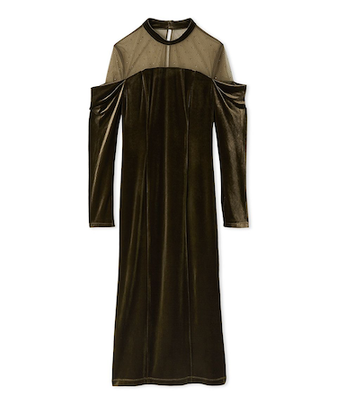 デコルテチュールベロアオフショルドレス