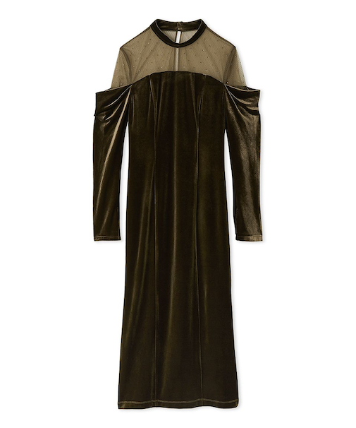 デコルテチュールベロアオフショルドレス