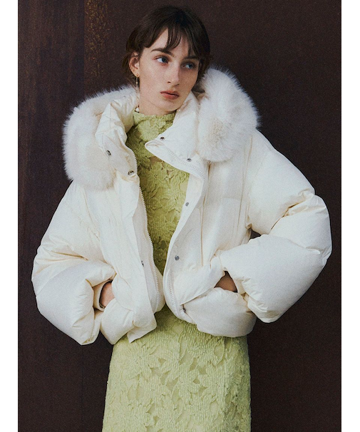 フードファーショートダウンコート