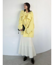 マフラー付ノーカラーリバーミドルコート