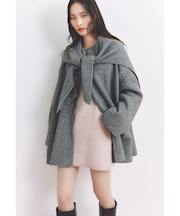 マフラー付ノーカラーリバーミドルコート