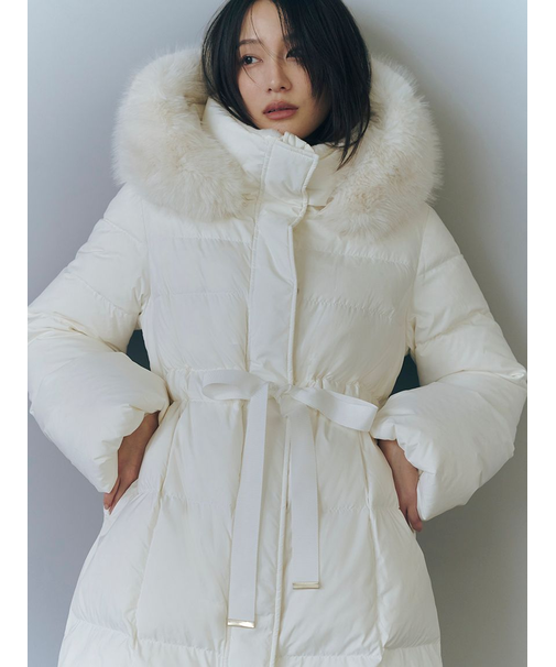 フードファーロングダウンコート