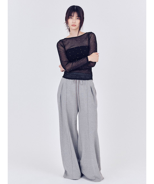 レディースラテンパンツ　ウエストベロア　サイドベロアリボン レディースラテンパンツ ウエストベロア サイドベロアリボン