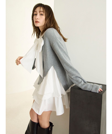 リボンタイコンビニットチュニック