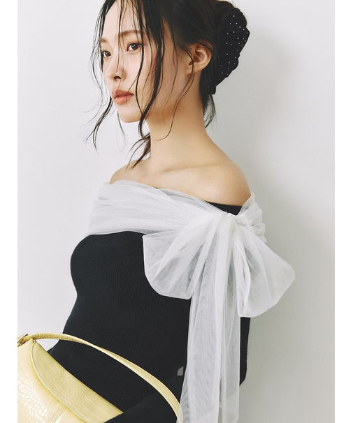 3wayリボンオフショルニットプルオーバー