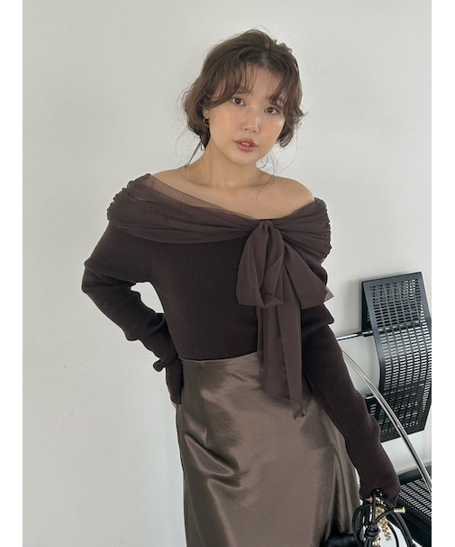 3wayリボンオフショルニットプルオーバー