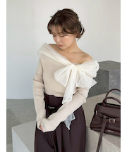 3wayリボンオフショルニットプルオーバー