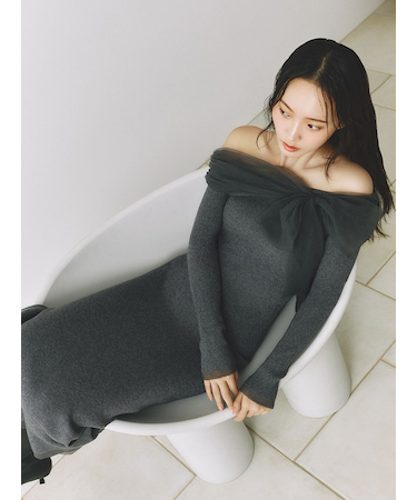 3wayリボンオフショルニットワンピース