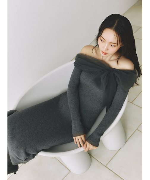 3wayリボンオフショルニットワンピース