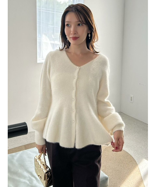 フォックスカシミアペプラムカーディガン