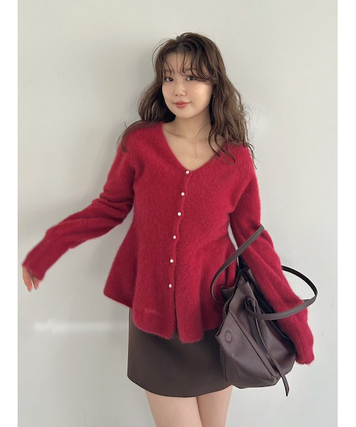 フォックスカシミアペプラムカーディガン