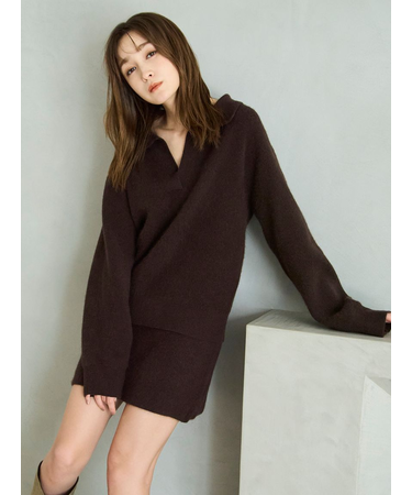 ラクーンダブルフェイスポロカラープルオーバー