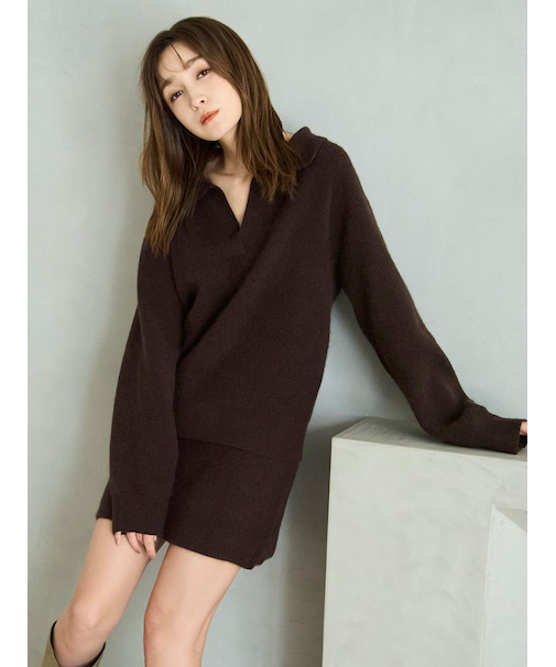 ラクーンダブルフェイスポロカラープルオーバー