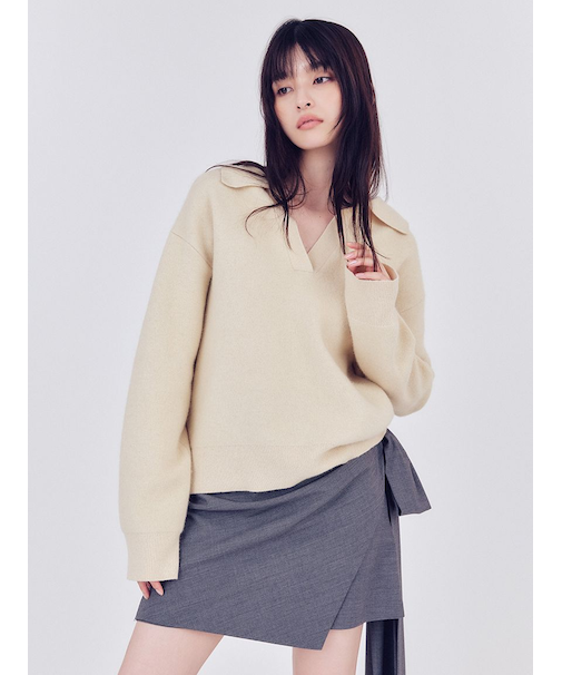 ラクーンダブルフェイスポロカラープルオーバー