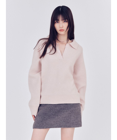 ラクーンダブルフェイスポロカラープルオーバー