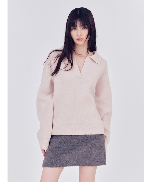 ラクーンダブルフェイスポロカラープルオーバー