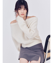 フォックスカシミアオフショルニットトップス