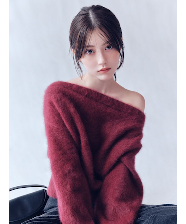 フォックスカシミアオフショルニットトップス