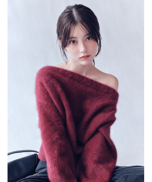 フォックスカシミアオフショルニットトップス