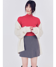 ウールシルクリブニットハイネックプルオーバー