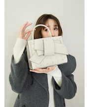 【ルエル】ビジューリボンミドルバッグ