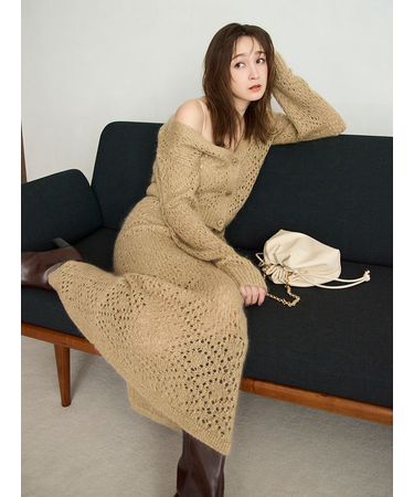 モヘアミックスラメニットスカート