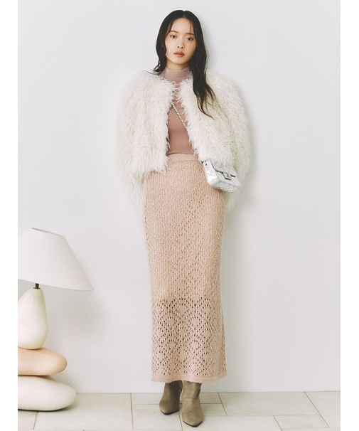 モヘアミックスラメニットスカート