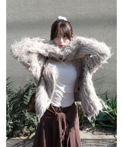 2wayブラッシュシャギーカーディガン｜フレイアイディーの通販｜&mall