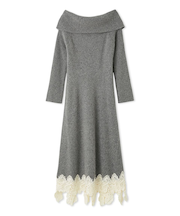 フォックスウールレースヘムワンピース