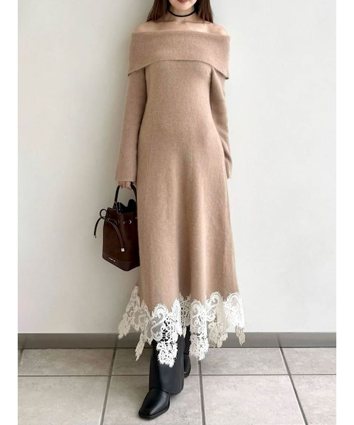 FRAY I.D（フレイ アイディー） フォックスウールレースヘムワンピース フォックスウールレースヘムワンピース｜フレイアイディーの通販