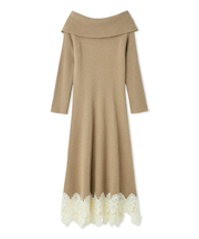 フォックスウールレースヘムワンピース