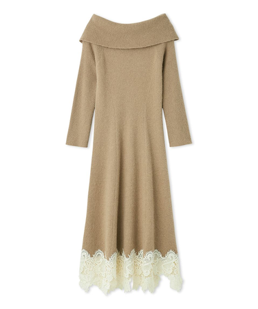 フォックスウールレースヘムワンピース