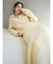 アルパカシャギーセミフレアニットスカート